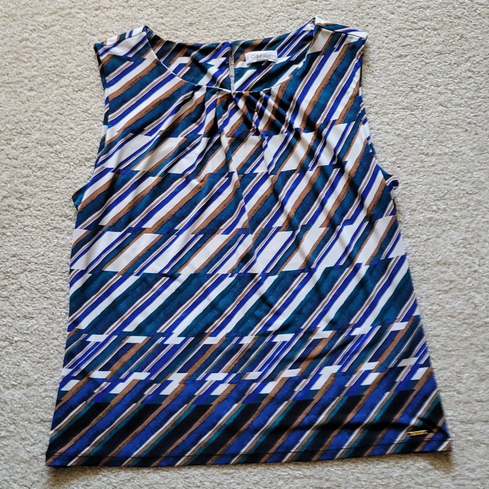 Calvin Klein Pleated Crew Neck Blouse